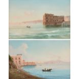 A PAIR OF ITALIAN SCHOOL PAINTINGS, "La Baia and Smoking Volcano," AND "Marina di Pisa," EARLY/MID