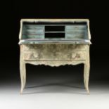 A FRENCH PROVINCIAL STYLE PAINTED WOOD SLANT FRONT BUREAU, 20TH CENTURY, in the Louis XV taste and