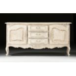 A FRENCH PROVINCIAL STYLE PAINTED WOOD CONSOLE CABINET, 20TH CENTURY, in the Louis XV taste with the