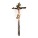 A SPANISH-PORTUGUESE PAINTED AND CARVED WOOD CRISTO MORTO CRUCIFIX, PROBABLY PORTUGUESE, 18TH/19TH