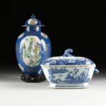 A GROUP OF TWO FRENCH AND CHINESE EXPORT PORCELAIN, LIDDED SAMSON VASE AND CANTON TUREEN, 19TH/