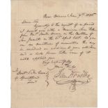 A REPUBLIC OF TEXAS MANUSCRIPT, SAM HOUSTON, SIGNED, GIFTS THE SPUR OF SANTA ANA LOST IN THE