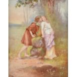 GERMAN SCHOOL, A PORCELAIN PLAQUE, "Romeo and Juliet," LATE 19TH/EARLY 20TH CENTURY, enameled