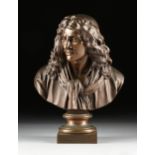 after JEAN-ANTOINE HOUDON (French 1741-1828) A SCULPTURE, "Bust of Moli?®re," PARIS, 1845-1890, cast