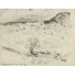 FREMONT ELLIS (American 1897-1985) A DRAWING, "Preliminary Sketch of 'Autumn, Laguna Pueblo'," NEW