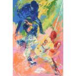 LEROY NEIMAN (American 1921-2012) A PRINT, "Sliding Home," CIRCA 1974, color serigraph on paper,