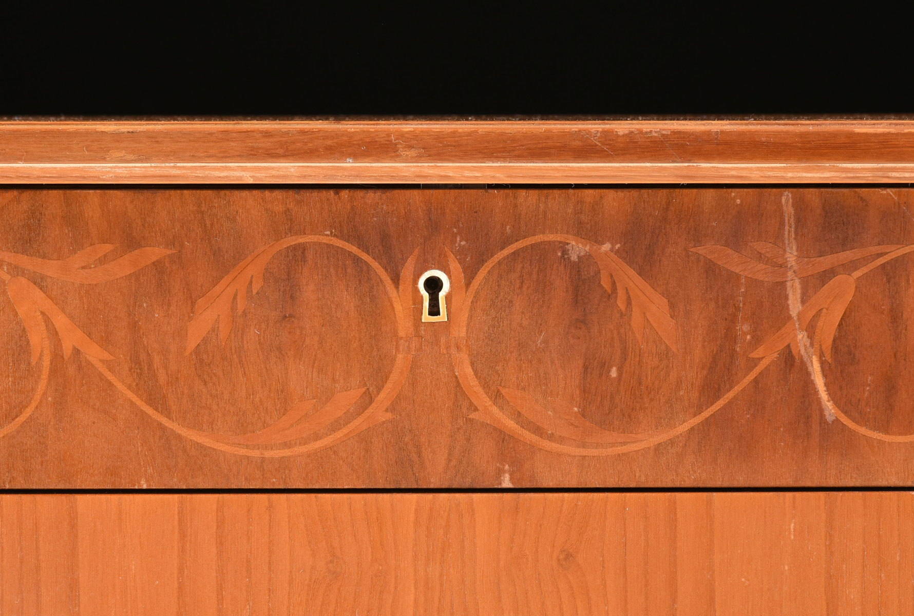 A MID-CENTURY MODERN MARQUETRY INLAID BIRCH CHEST OF DRAWERS, POSSIBLY SCANDINAVIAN, SIGNED, 1951, - Image 7 of 8