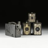 AN AMERICAN KODAK GROUP OF THREE BROWNIE CAMERAS AND A CINE KODAK MODEL B MOVIE CAMERA, NEW YORK,