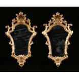 A PAIR OF SMALL ITALIAN ROCOCO REVIVAL PARCEL GILT CARVED WOOD MIRRORS, LATE 19TH CENTURY, each with
