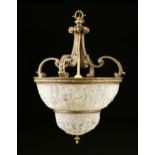 A BEAUX ARTS GILT BRONZE AND CLEAR GLASS BEAD NINE LIGHT CHANDELIER, LATE 19TH/EARLY 20TH CENTURY,