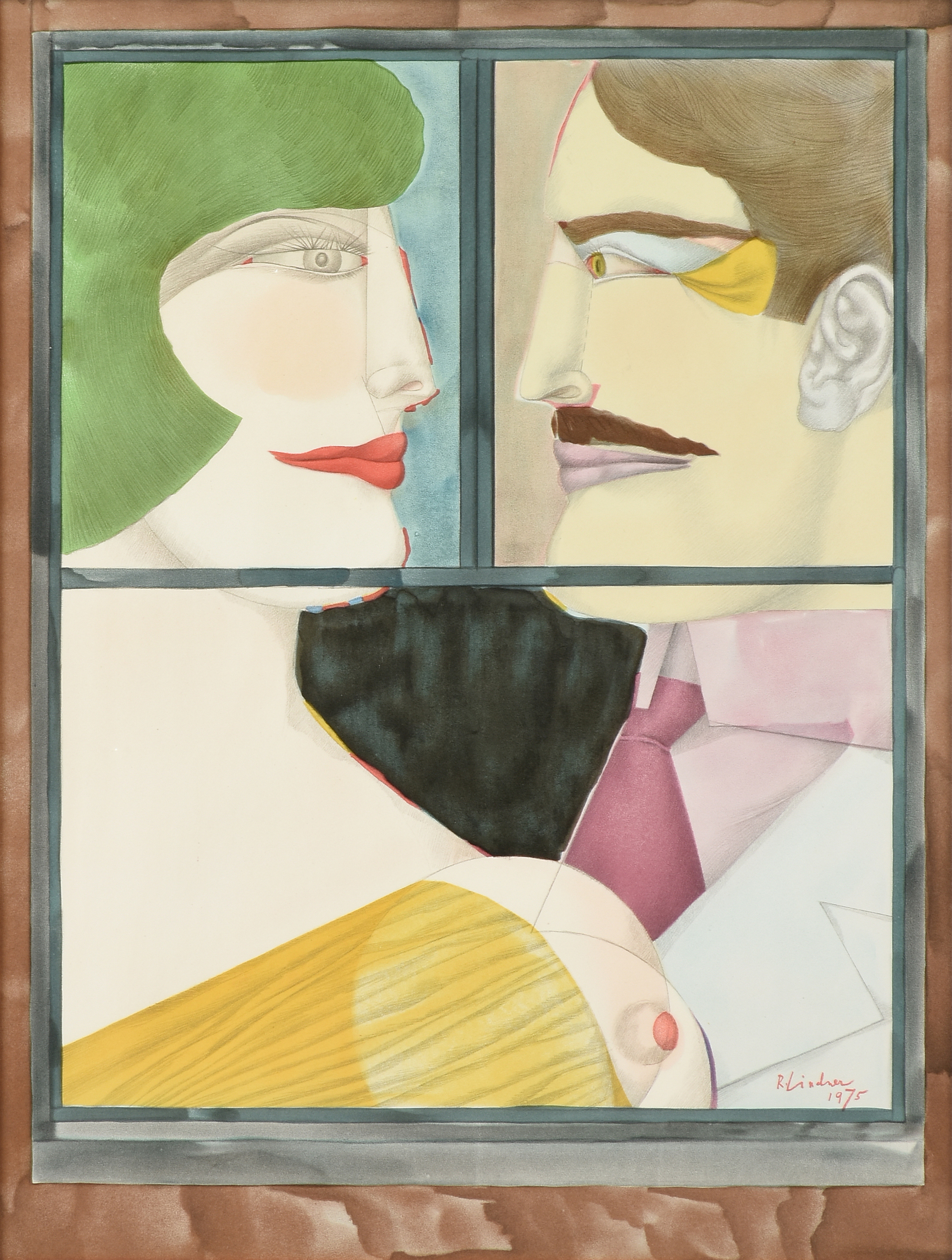 after RICHARD LINDNER (German/American 1901-1978) A PRINT, "American Portrait," CIRCA 1976, color