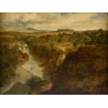 EDMUND JOHANN NIEMANN (English 1813-1876) A PAINTING, "Dinham Bridge in Ludlow," CIRCA 1855, oil