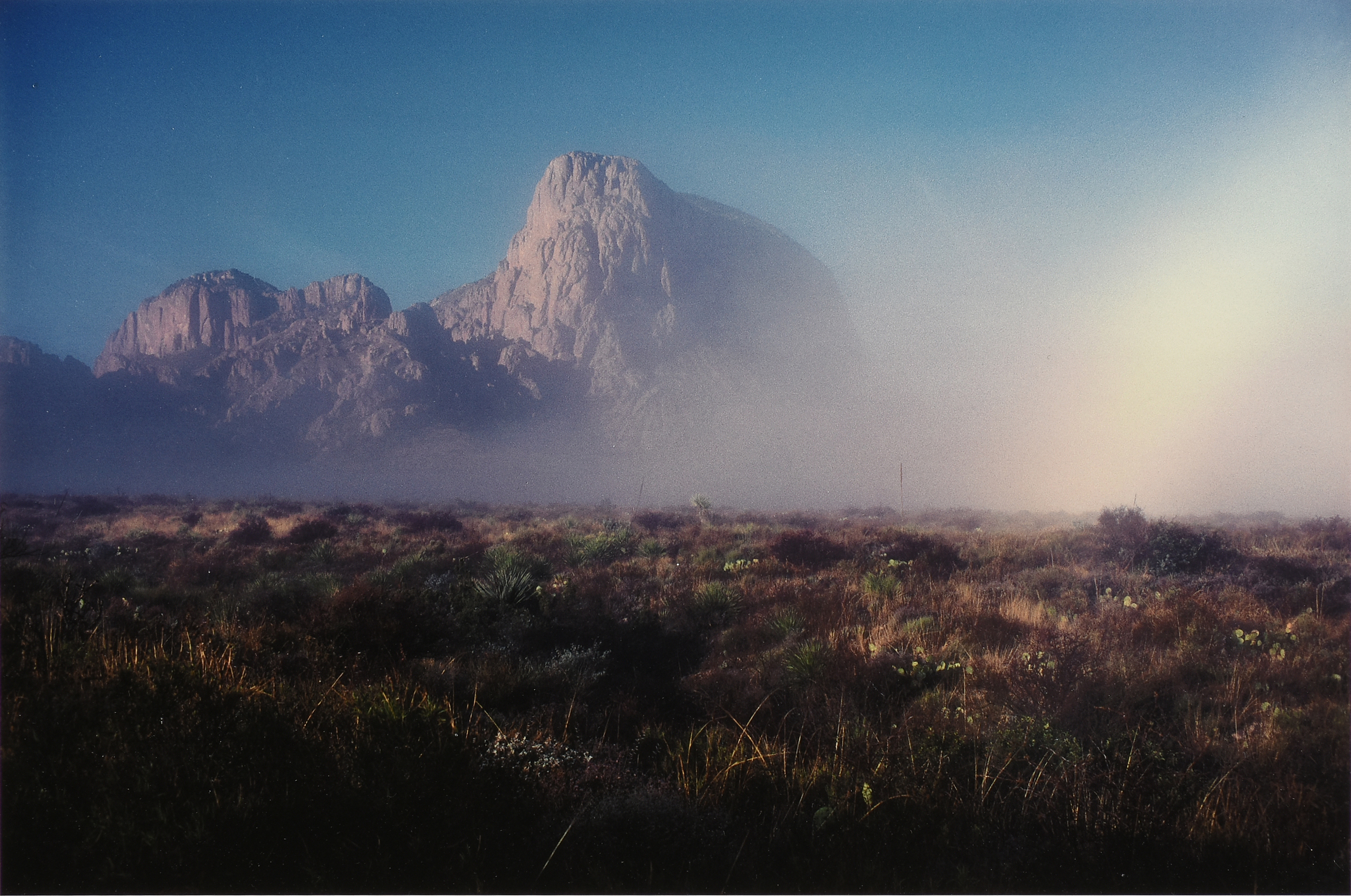 BILL WRIGHT (American/Texas 20th/21st Century) A PHOTOGRAPH, "Mountains in Morning Fog (Green