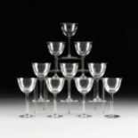 AN ASSEMBLED SET OF TEN LOBMEYR "PATRICIAN" LIQUEUR COCKTAIL STEMWARE, JOSEF HOFFMAN, AUSTRIAN,