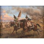 KEITH ROCCO (American 20th/21st Century) A PAINTING, "Napoleonic War Cavalry Carrying Austrian