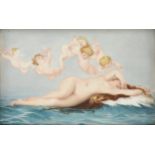 after ALEXANDRE CABANEL (French 1825-1889) A MEISSEN STYLE PORCELAIN PLAQUE, "Birth of Venus,"