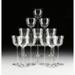 A GROUP OF TWELVE LOBMEYR "PATRICIAN" WINE HOCK STEMWARE, JOSEF HOFFMANN, AUSTRIAN, DESIGNED 1917,