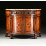 A GEORGE III STYLE MARQUETRY INLAID SATINWOOD AND MAHOGANY DEMI-LUNE CABINET, LATE 19TH/EARLY 20TH