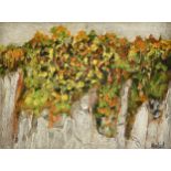 BRUCE MONICAL (American/Texas b. 1936) A PAINTING, "Hanging Garden," oil artist board, signed L/R,