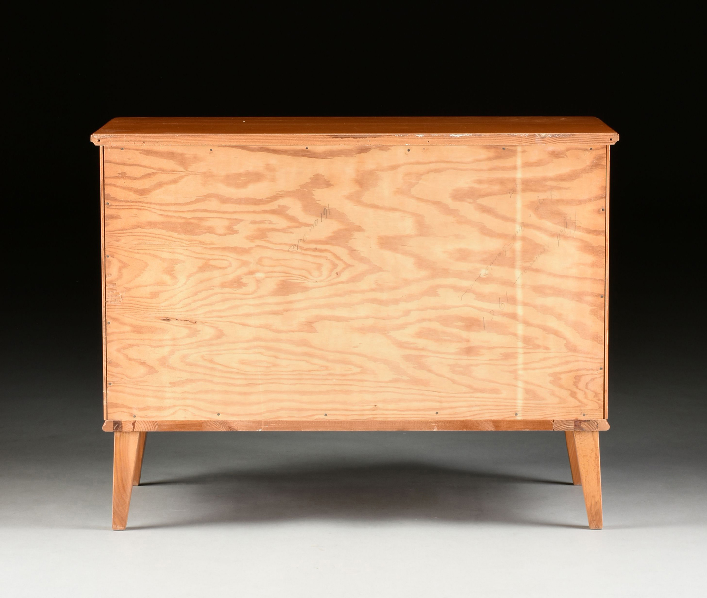 A MID-CENTURY MODERN MARQUETRY INLAID BIRCH CHEST OF DRAWERS, POSSIBLY SCANDINAVIAN, SIGNED, 1951, - Image 8 of 8