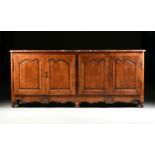 A LOUIS XV STYLE FRENCH PROVINCIAL ROUGE DE LANGUEDOC MARBLE TOPPED CHERRY GRAND BUFFET À QUATRE