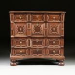 AN ENGLISH WILLIAM AND MARY CARVED OAK FOUR DRAWER CHEST, LATE 17TH/EARLY 18TH CENTURY, the
