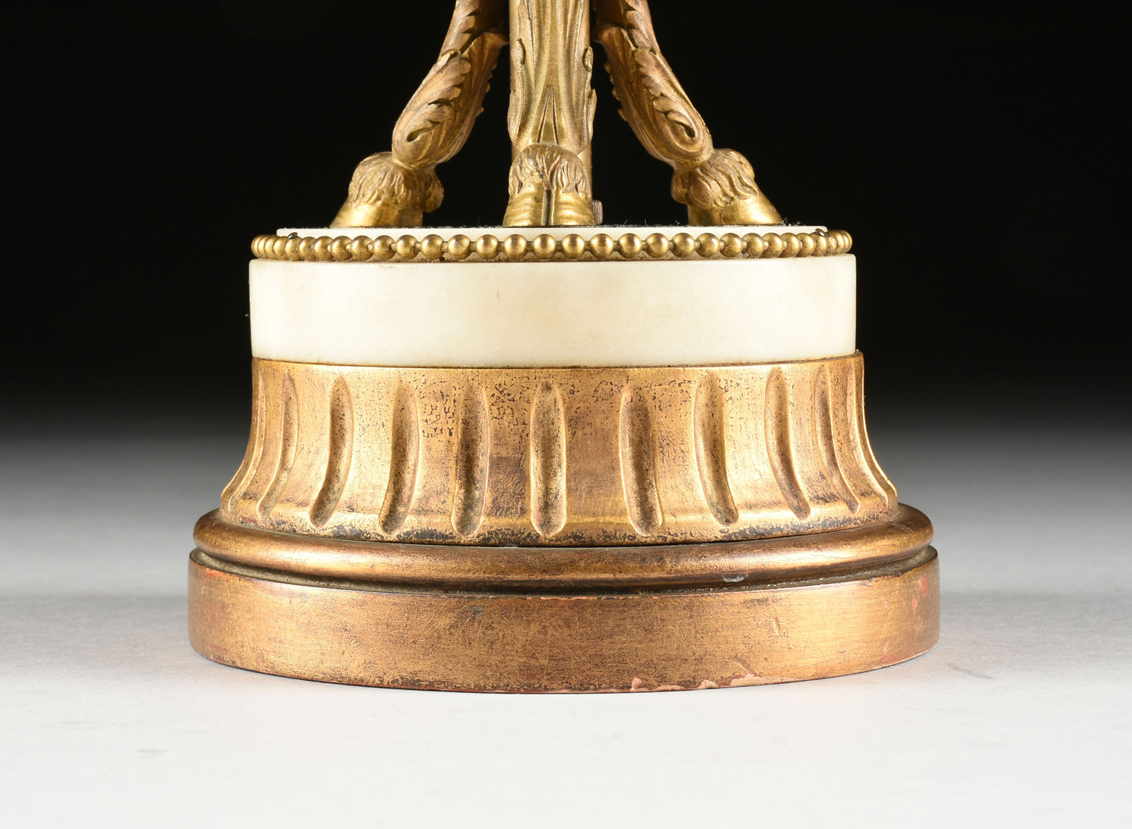 A PAIR OF LOUIS XVI STYLE GILT BRONZE MOUNTED WHITE MARBLE URNS, CIRCA 1900, the cabochon white - Image 4 of 10