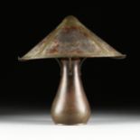 A DIRK VAN ERP MICA AND HAMMERED COPPER "RIVET" LAMP, SIGNED,1911-1915, the patinated flaring