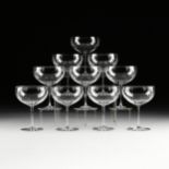 A SET OF TEN LOBMEYR STYLE LARGE MARGARITA COCKTAIL STEMWARE, MODERN, the thin glass with a wide