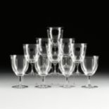 A SET OF TEN LOBMEYR "PATRICIAN" LOW WATER GOBLETS STEMWARE, JOSEF HOFFMANN, AUSTRIAN, DESIGNED