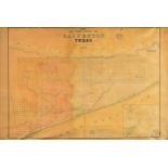 AN ANTIQUE MAP, "Plan of the City of Galveston Texas," CIRCA 1845, hand colored lithograph on paper,