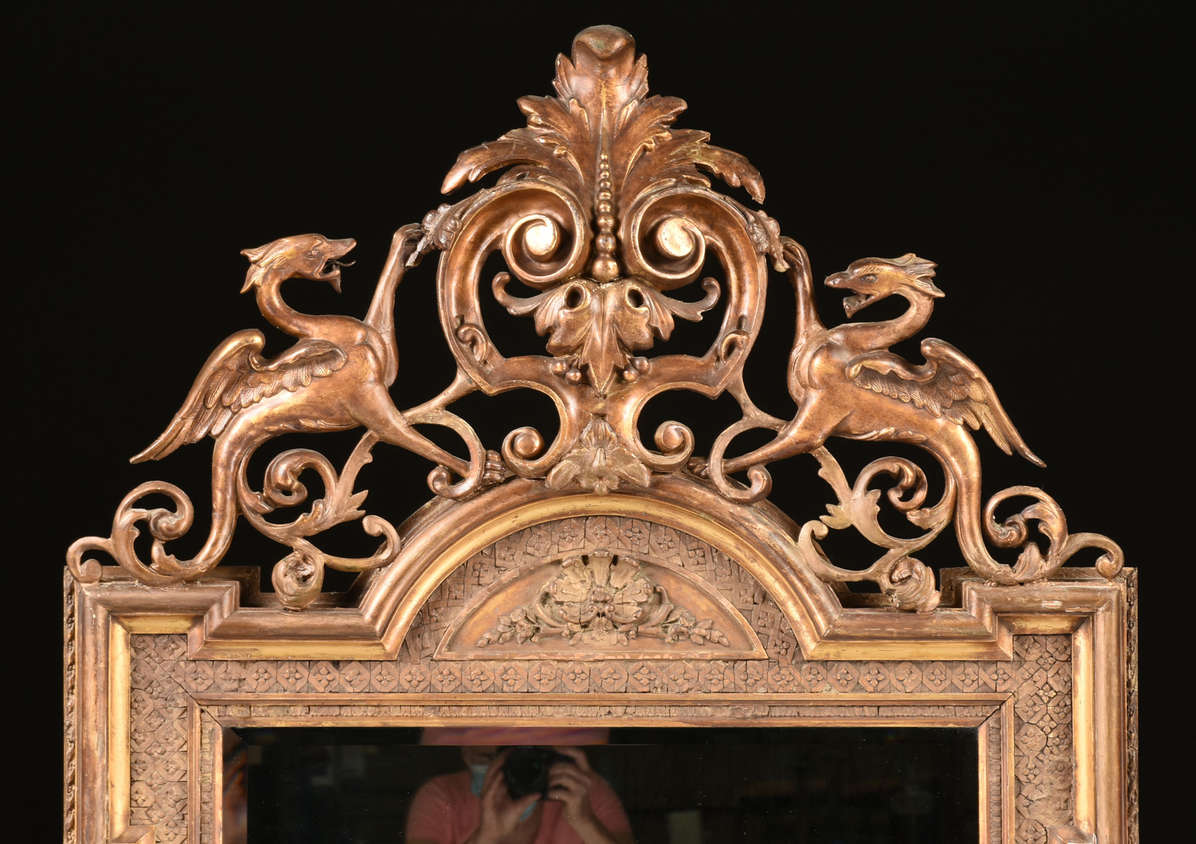A RENAISSANCE REVIVAL GILT AND CARVED WOOD PIER MIRROR, FRENCH, THIRD QUARTER 19TH CENTURY, with a - Image 2 of 5