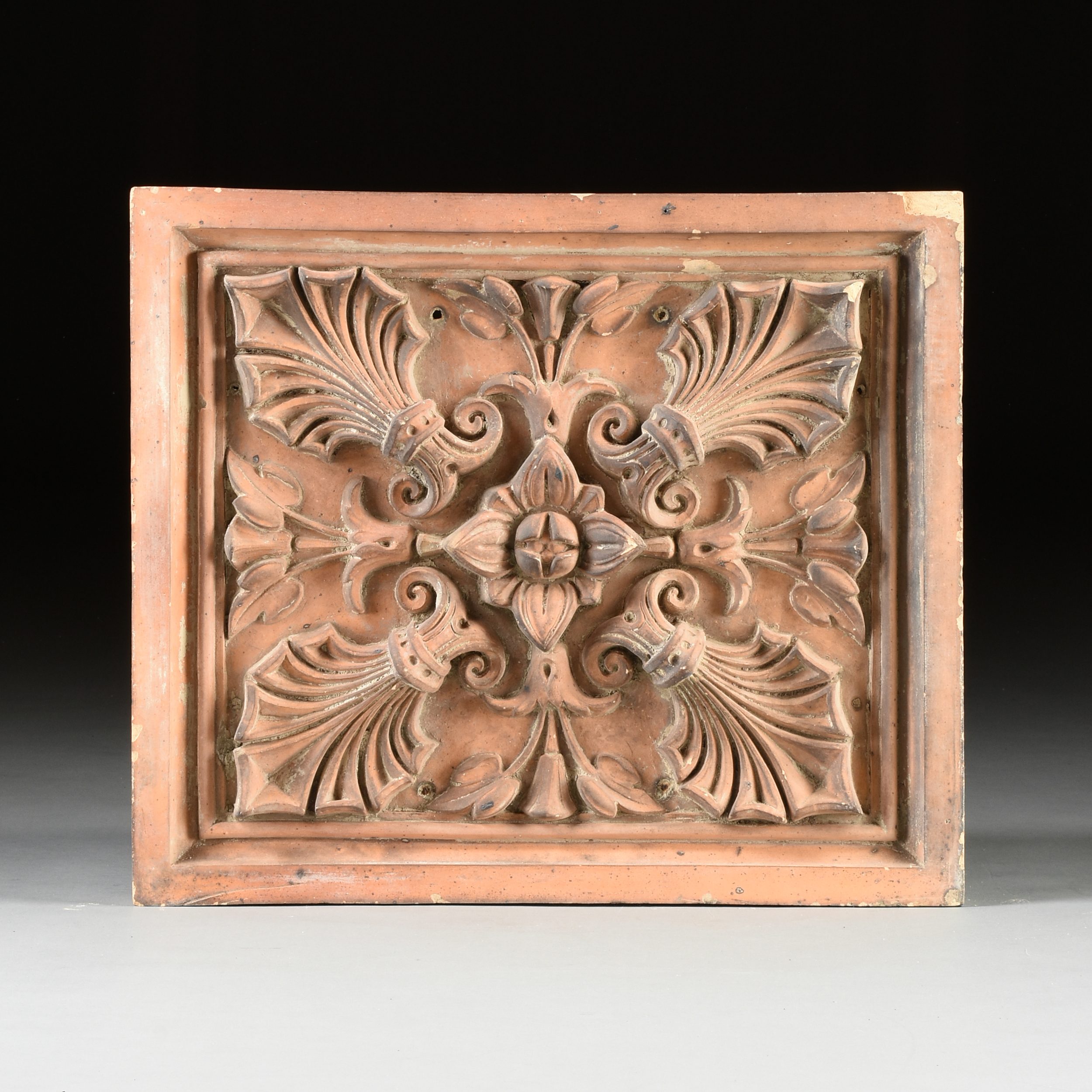 A SET OF FOUR CONTINENTAL ARCHITECTURAL TERRACOTTA RELIEF PANELS, POSSIBLY GERMAN, FIRST HALF 19TH - Image 3 of 10