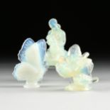 A GROUP OF THREE SABINO GLASS SCULPTURES, FRENCH, 20TH CENTURY, opalescent glass, comprising "Lady