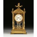 A FRENCH NEOCLASSICAL REVIVAL GILT BRASS CRYSTAL REGULATOR CLOCK, ACHILLE BROCOT SUSPENSION,