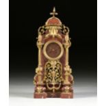 A RENAISSANCE REVIVAL ORMOLU MOUNTED ROUGE GRIOTTE CLOCK, H. & F., CLOCKWORKS, PARIS, CIRCA 1878,