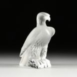 A LALIQUE CRYSTAL "LIBERTY" EAGLE, SIGNED, LATE 20TH CENTURY, modeled with a fierce expression in