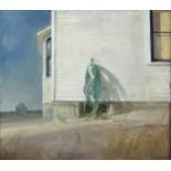 RANDALL EXON (American b. 1956) A PAINTING, "Garden Hose," oil on linen, signed L/R, verso a paper