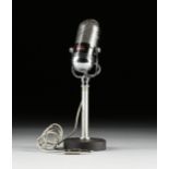 A VINTAGE JAPANESE OLSON M-102 PILL MICROPHONE ON STAND, 1950-1960, chromed metal with original