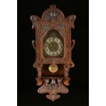 A GERMAN BLACK FOREST JUGENDSTIL MIXED METAL AND OAK REGULATOR WALL CLOCK, SCHLENKER KIENZLE,