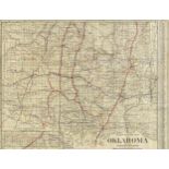 AN ANTIQUE AUTOMOBILE MAP, "Clason's Guide Map of Oklahoma," DENVER, COLORADO, 1917, color engraving