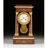 A RESTAURATION MARQUETRY INLAID ORMOLU MOUNTED ROSEWOOD PORTICO CLOCK, MIROY FRERES BROTHERS,