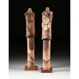 LAN SPURGERS (American 20th Century) A PAIR OF SCULPTURES, "Warrior," AND "Wisdom," 1963, mixed