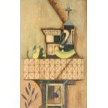 AMERICAN CONTEMPORARY SCHOOL, A CUBIST STYLE PAINTING, "Still Life with Pear, Melon, Pitcher and