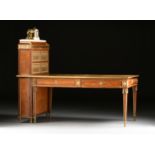 A FINE LOUIS XVI STYLE ORMOLU MOUNTED TULIPWOOD BUREAU PLAT AND CARTONNIER, EARLY 20TH CENTURY, in