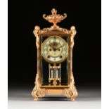 AN AMERICAN ROCOCO REVIVAL GLAZED GILT BRASS REGULATOR CLOCK, ANSONIA, NEW YORK, 1880s, the