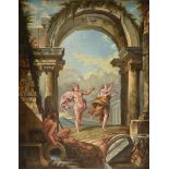 ITALIAN SCHOOL, A CAPRICCIO PAINTING, "Peneus Transforming Daphne Fleeing from Eros and Apollo,"