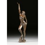 GABRIEL PONZANELLI (Mexican 1942-2019) A BRONZE SCULPTURE, "Nude Lady Stretching Upward," cast