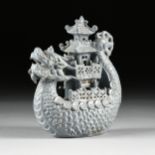 AN UNUSUAL VIETNAMESE/ANNAMESE BLUE AND WHITE DRAGON BOAT FORM CENSER, POSSIBLY 15TH/16TH CENTURY,