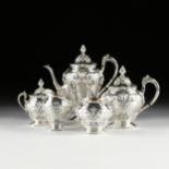 A FIVE PIECE REED & BARTON SILVERPLATE "RENAISSANCE" TEA/COFFEE SET, STAMPED, POST-1945, each cast